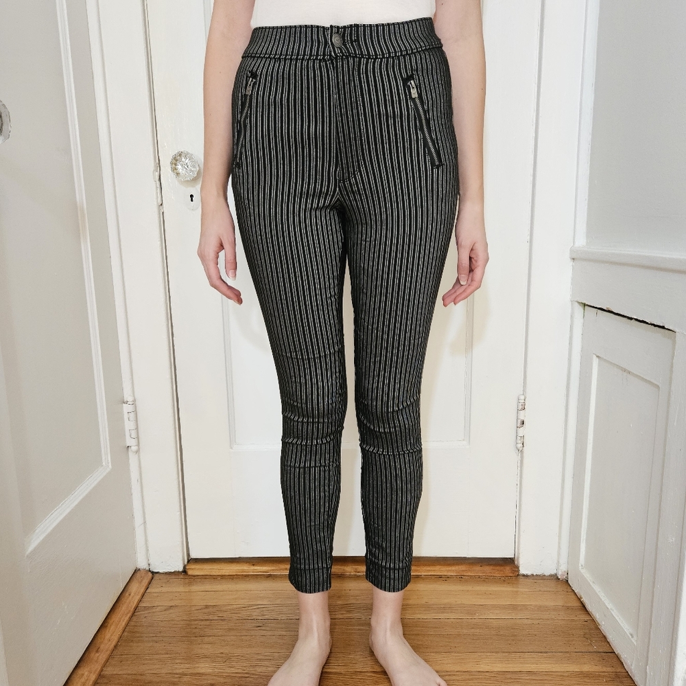 Hollister Black Pinstripe Pants Small Black Gray Grey Striped Ultra High Rise